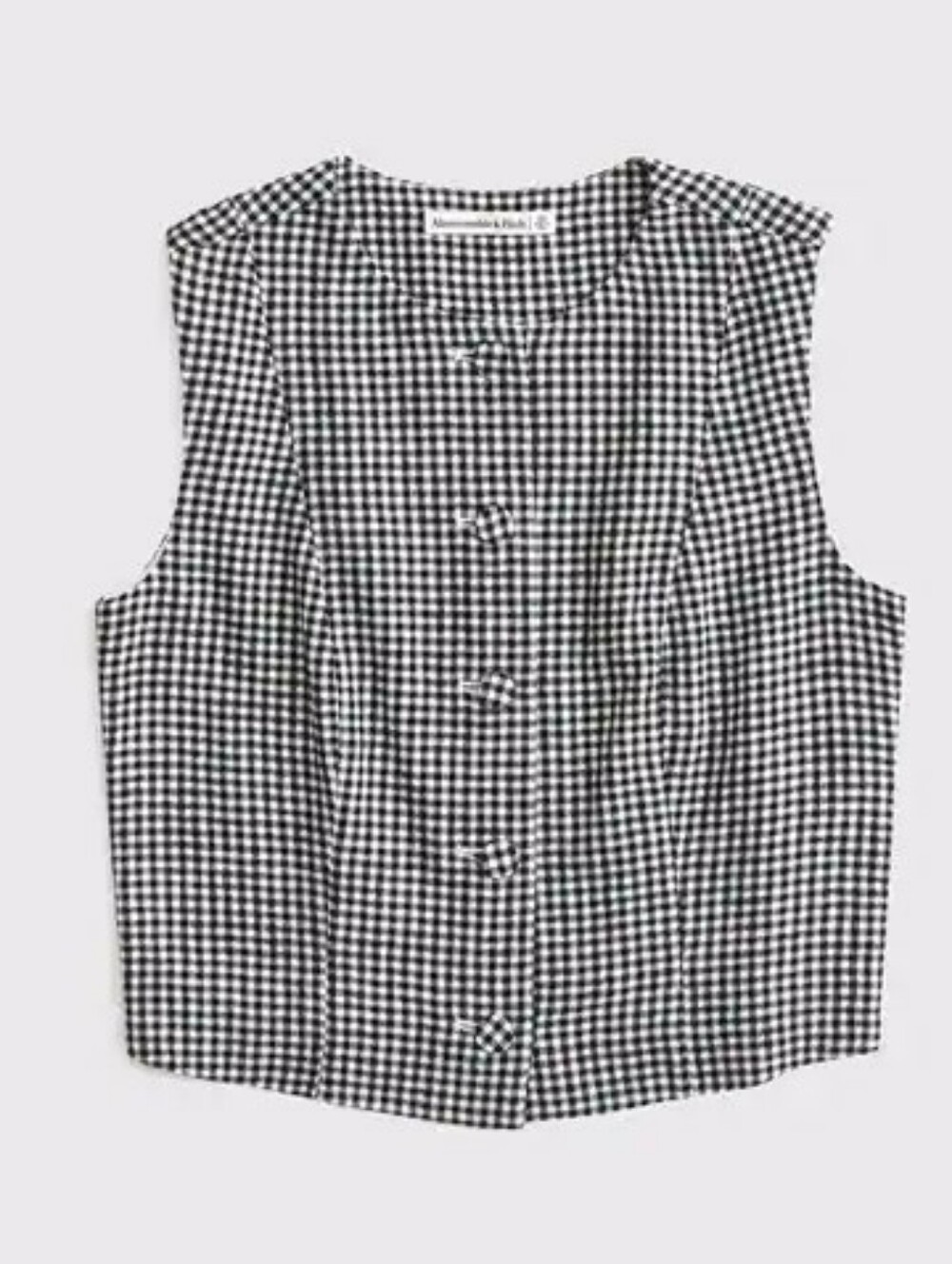 Abercrombie & Fitch Black and White Gingham Crop Top - Picture 4 of 7